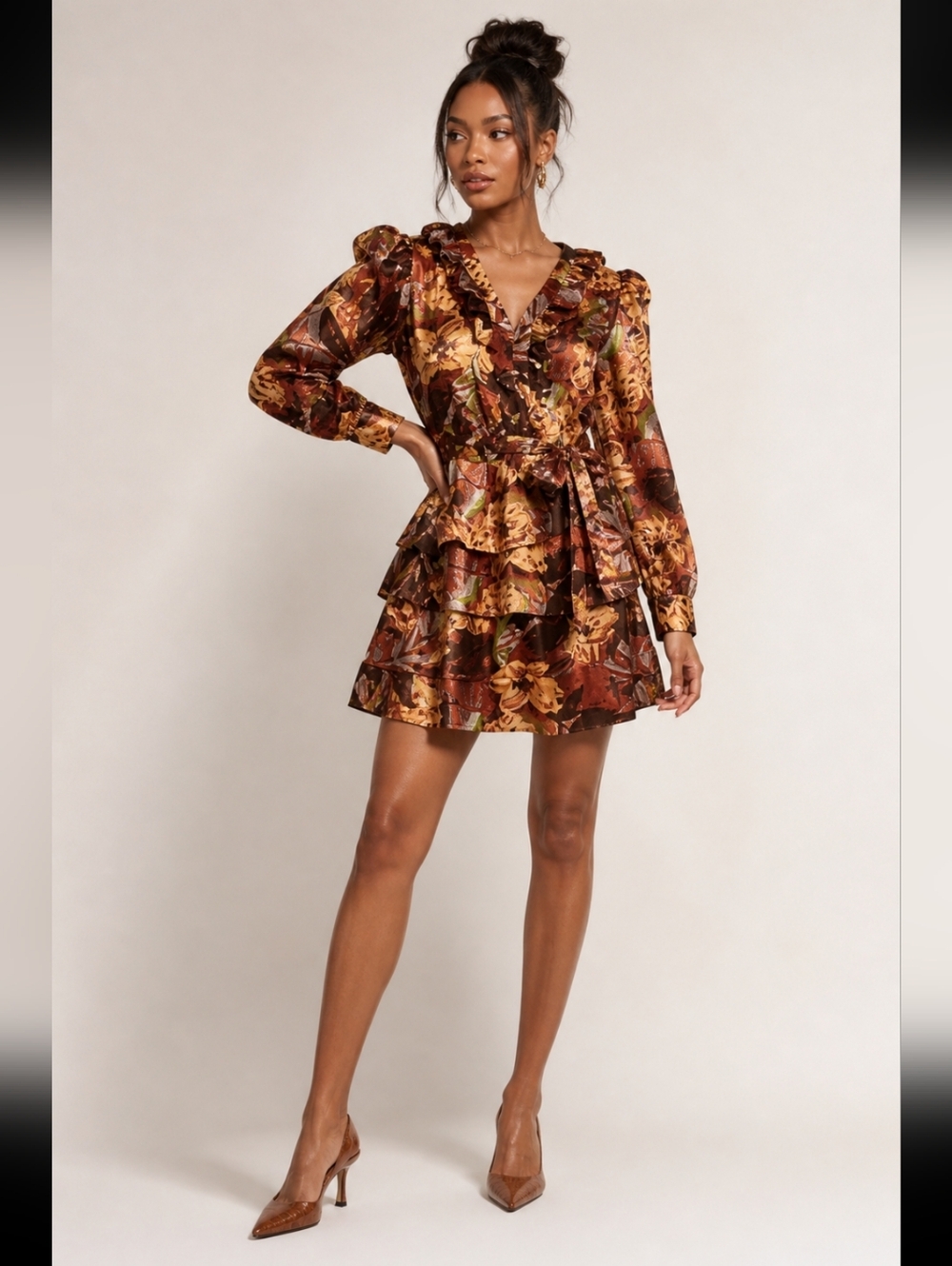 Walter Baker Floral Ruffle Mini Dress